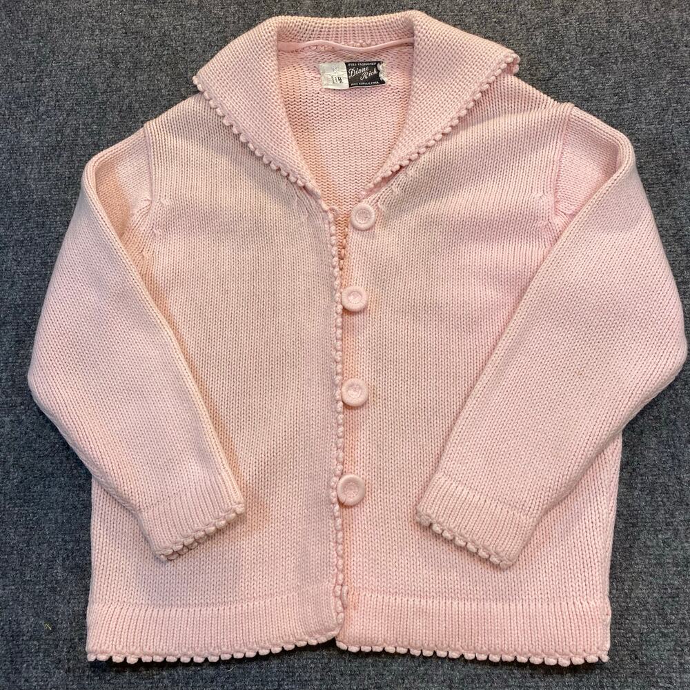 Vintage Diane Rich Womens Large Pink Knit Cardigan Sweater Grannycore Coquette